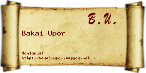 Bakai Upor névjegykártya